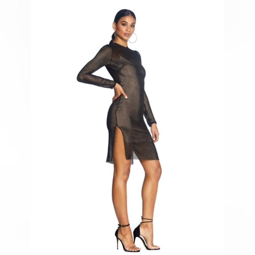 Cosmopolitan Dress The Population Black Viola Mesh Dress